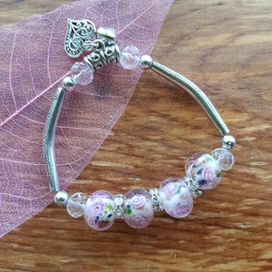 Flower Bead Bracelet with Charms
