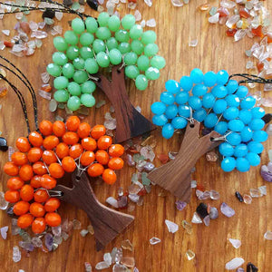 Glass Bead Tree of Life Pendant (assorted colours approx. 6cm)