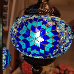 Blue & White 3 Tier Turkish Style Mosaic Lamp (approx. 75x13.5cm)