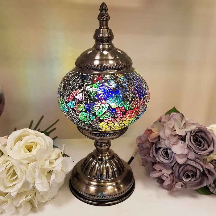 Colourful Turkish Style Mosaic Lamp (pumpkin shape approx. 28.5cm)