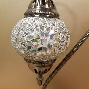 White & Silver Turkish Swan Neck Style Mosaic Lamp (approx. 37cm)