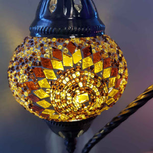 Honey & Amber Turkish Swan Neck Style Mosaic Lamp (approx. 37cm)