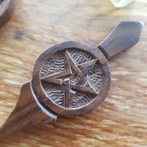 Pentagram Wooden Altar Spoon (approx. 16.5x3.5cm)