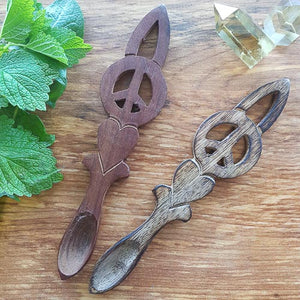 Peace Wooden Altar Spoon (approx. 16.5x3.5cm)