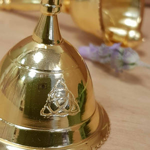 Triquetra Altar Bell (brass with gold finish approx. 7x4cm)
