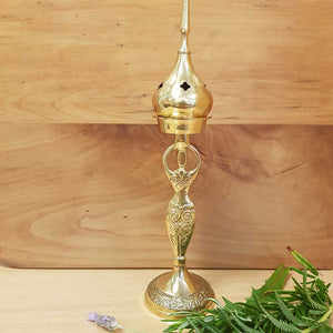 Goddess Incense Cone & Resin Burner (brass approx. 23x6cm)