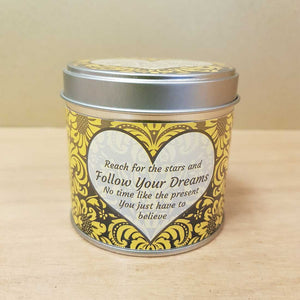 Follow Your Dreams Soy Candle in a Tin (approx. 7.5x7cm & 35 hours burn time)