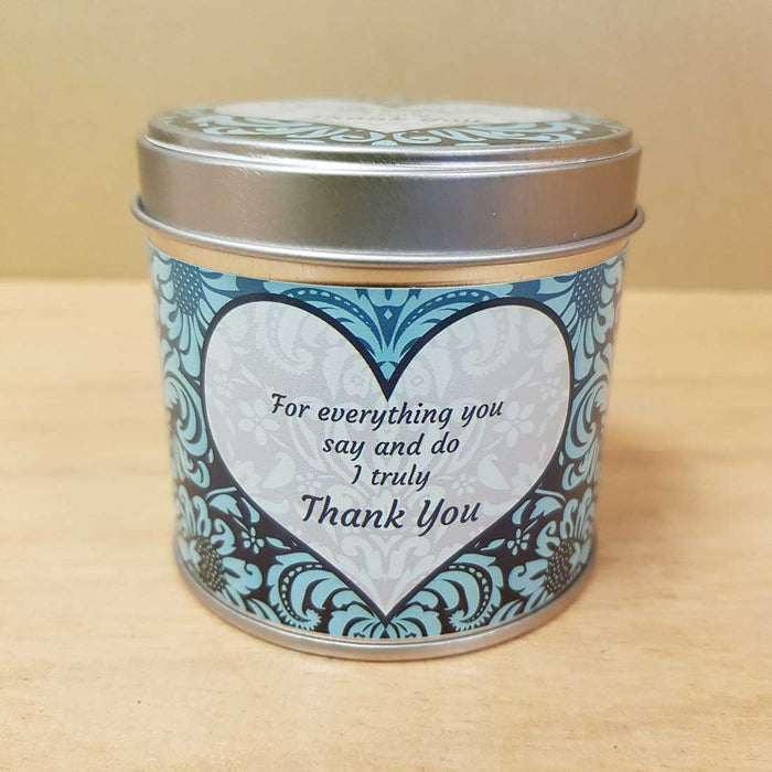 Thank You Soy Candle in a Tin (approx. 7.5x7cm & 35 hours burn time)