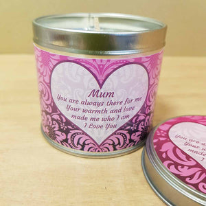 Mum Soy Candle in a Tin (approx. 7.5x7cm & 35 hours burn time)