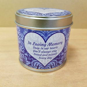 In Loving Memory Soy Candle in a Tin (approx. 7.5x7cm & 35 hours burn time)