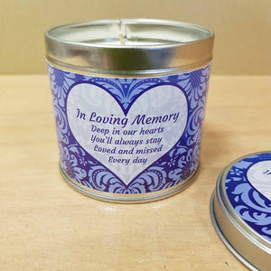 In Loving Memory Soy Candle in a Tin (approx. 7.5x7cm & 35 hours burn time)