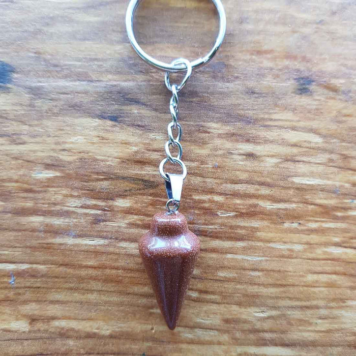 Gold Sandstone Pendulum Keyring (assorted. man made)