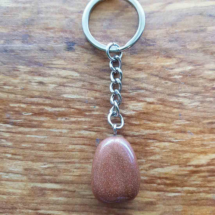 Gold Sandstone Tumble Keyring (assorted & man-made)