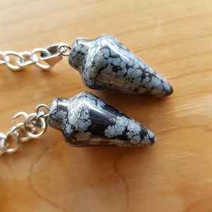 Snowflake Obsidian Pendulum Keyring