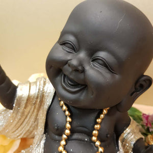 Happy Buddha Baby Gold & Black (approx. 17x21x13cm)