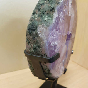 Amethyst Slab in Black Metal Stand