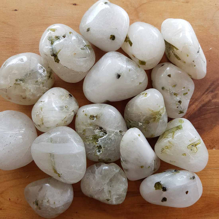 Green Tourmaline in Quartz Tumble (assorted)