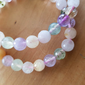 Various Soft Toned Faceted Crystal Beads Bracelet