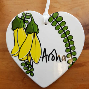 Kowhai Ceramic Heart for the Wall (3 assorted approx. 15x15cm)