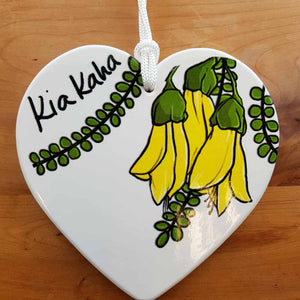 Kowhai Ceramic Heart for the Wall (3 assorted approx. 15x15cm)