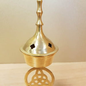 Brass Triquetra Resin & Cone Incense Burner