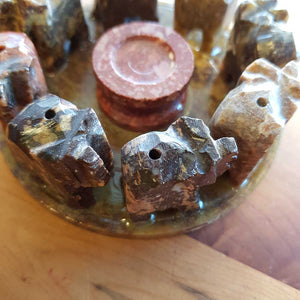 Soapstone Circle of Elephants Incense Stick & Cone Holder (assorted. approx.