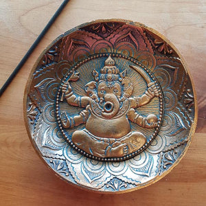 Ganesh Copper Look Incense Holder (approx. 12.5x12.5cm)