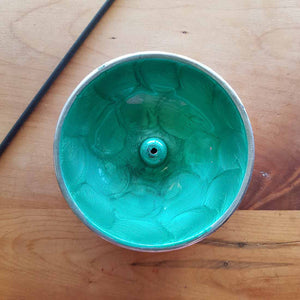 Green Bowl Incense Holder (aluminium approx. 8x8x3cm)