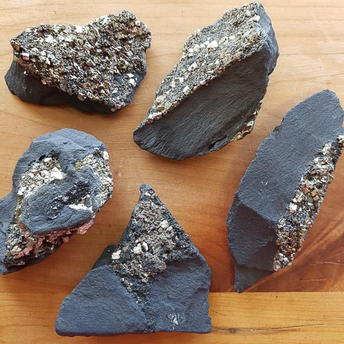 Shungite with Pyrite Specimen (assorted approx. 5.4-6.3x3.3-4.9cm)