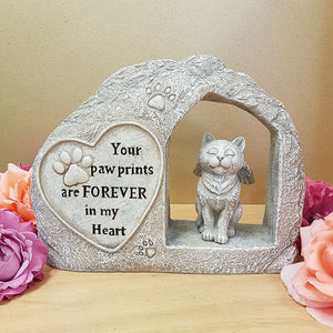 Cat Your Paw Prints Memorial Statue (approx. 18.5x23x5cm)