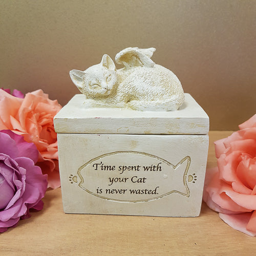 Angel Cat Memorial Box (approx.12x10x7.5cm)