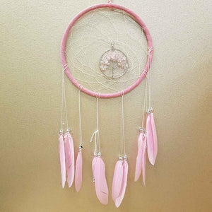 Rose Quartz Tree of Life Dream Catcher (approx. 16cm diameter)