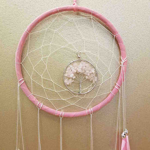 Rose Quartz Tree of Life Dream Catcher (approx. 16cm diameter)