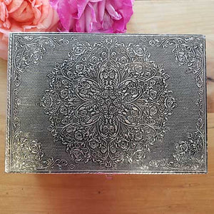 Mandala Copper Plated & Velvet Lined Box (approx. 18x12.5x5.5cm)