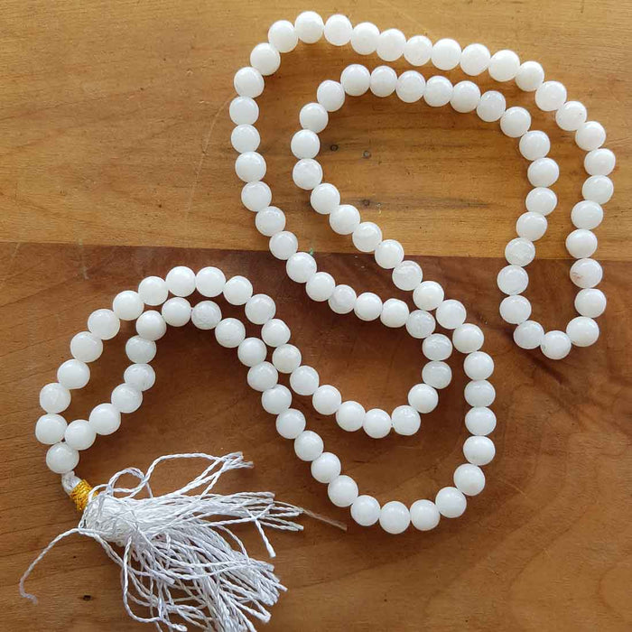 Snow Quartz Mala Prayer Beads (108+Guru Bead)