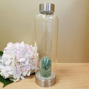 Green Aventurine Crystal Chip Energy Water Bottle