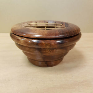 Sheesham Wood Resin Charcoal Burner (approx. 5.5x10.5cm).