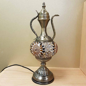 Honey & Amber Coffee Pot Turkish Style Mosaic Lamp (approx. 38x14x14cm)