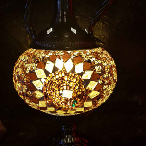 Honey & Amber Coffee Pot Turkish Style Mosaic Lamp (approx. 38x14x14cm)