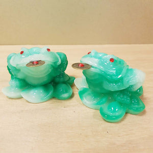 Green Feng Shui Prosperity Frog on Ingots (small)