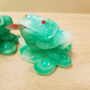 Green Feng Shui Prosperity Frog on Ingots (small)