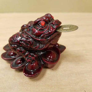 Red Feng Shui Prosperity Frog on Ingots (small)