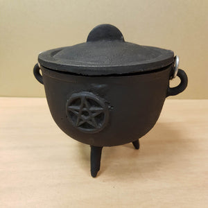 Incense Cauldron with Pentacle. (cast iron approx. 12x14x14cm)