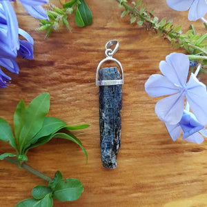 Blue Kyanite (Raw) Pendant set in Sterling Silver