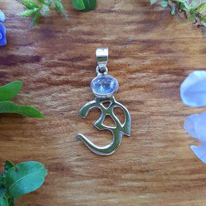 Moonstone & Sterling Silver.Om Pendant