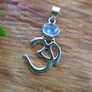 Moonstone & Sterling Silver.Om Pendant