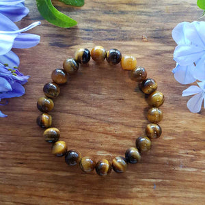 Gold Tigers Eye Bracelet (assorted. approx. 8mm round beads)