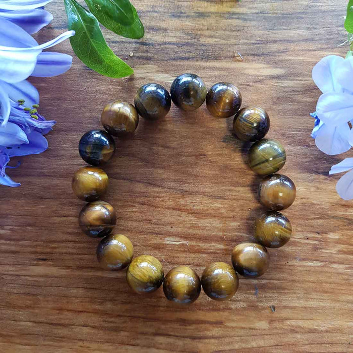 Gold Tiger's Eye Bracelet (assorted. approx. 12mm round beads)