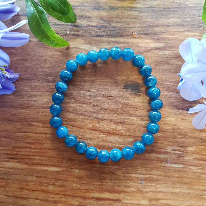 Blue Apatite Bracelet (assorted. approx. 6mm round beads)