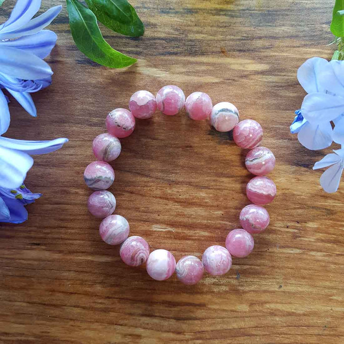 Rhodochrosite Bracelet (assorted. approx. 10mm round beads)